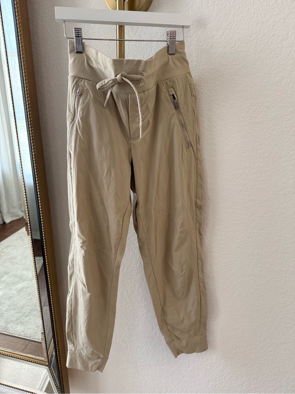 Athleta Drawstring Cargo Jogger Pants - Beige